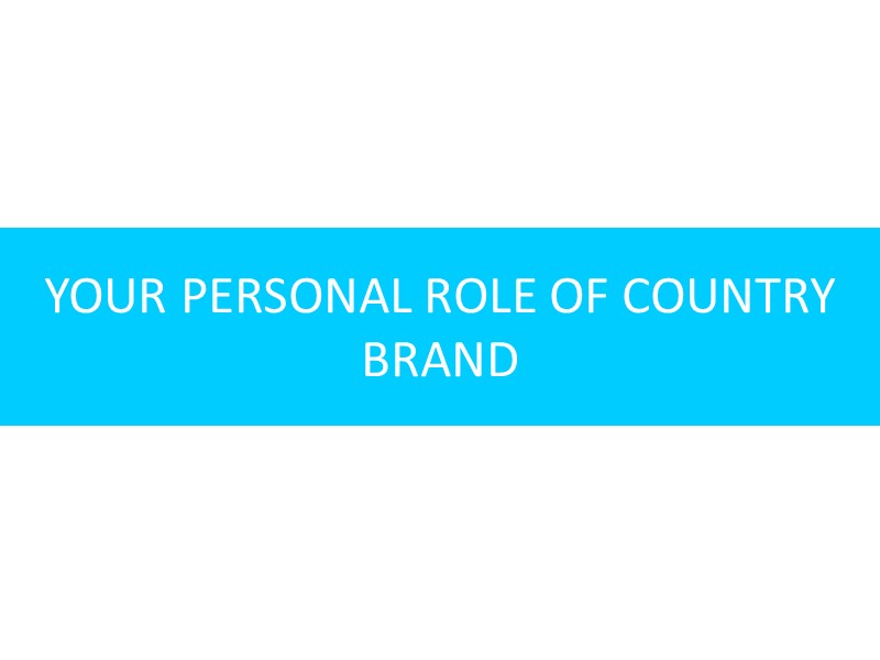 YOUR PERSONAL ROLE OF COUNTRY BRAND